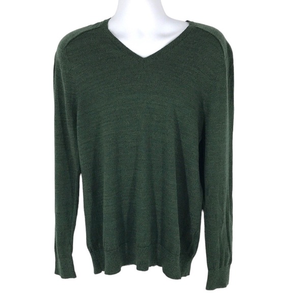 Banana Republic Men's V-Neck Merino Wool Dark green Sweater Size XL - Picture 1 of 7
